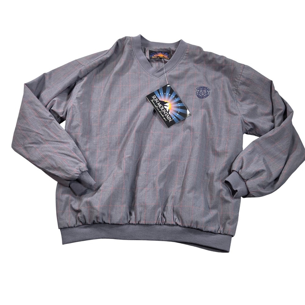 Sun Mountain Golf Windshirt Mens Large Grey V-Neck Colonial CC Pullover